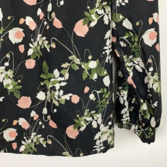 J.Crew x Liberty S Blouse Poppy Dream Print Black Pink Green - Picture 9 of 11